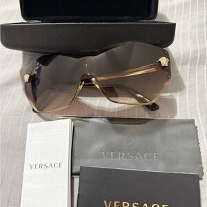 Versace Gold Frame Sunglasses with Black Lenses